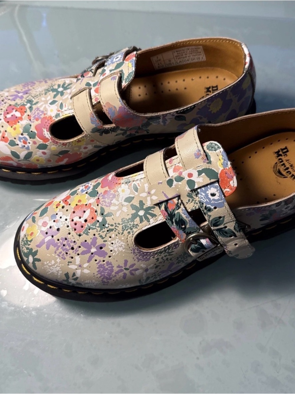 Doc Dr. Martens 8065 Floral Mash Up Mary Jane Parchment LA004 Women's Sz US L 9 - Picture 8 of 8